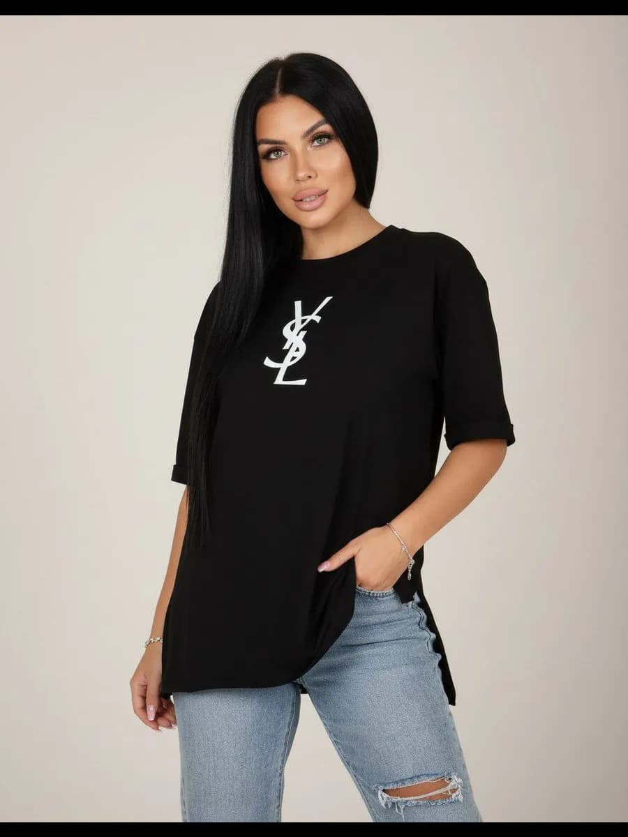 Футболка с разрезами удлиненная большие размеры