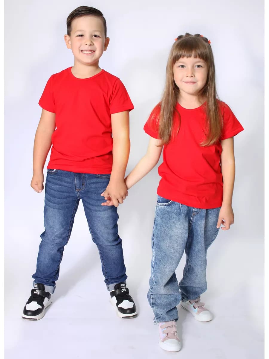 Красная футболка детская 100% хлопок