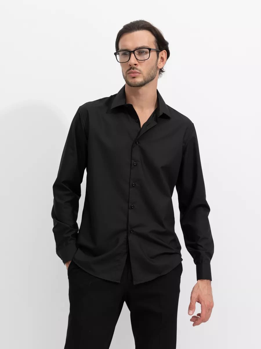 Рубашка приталенная с длинным рукавом