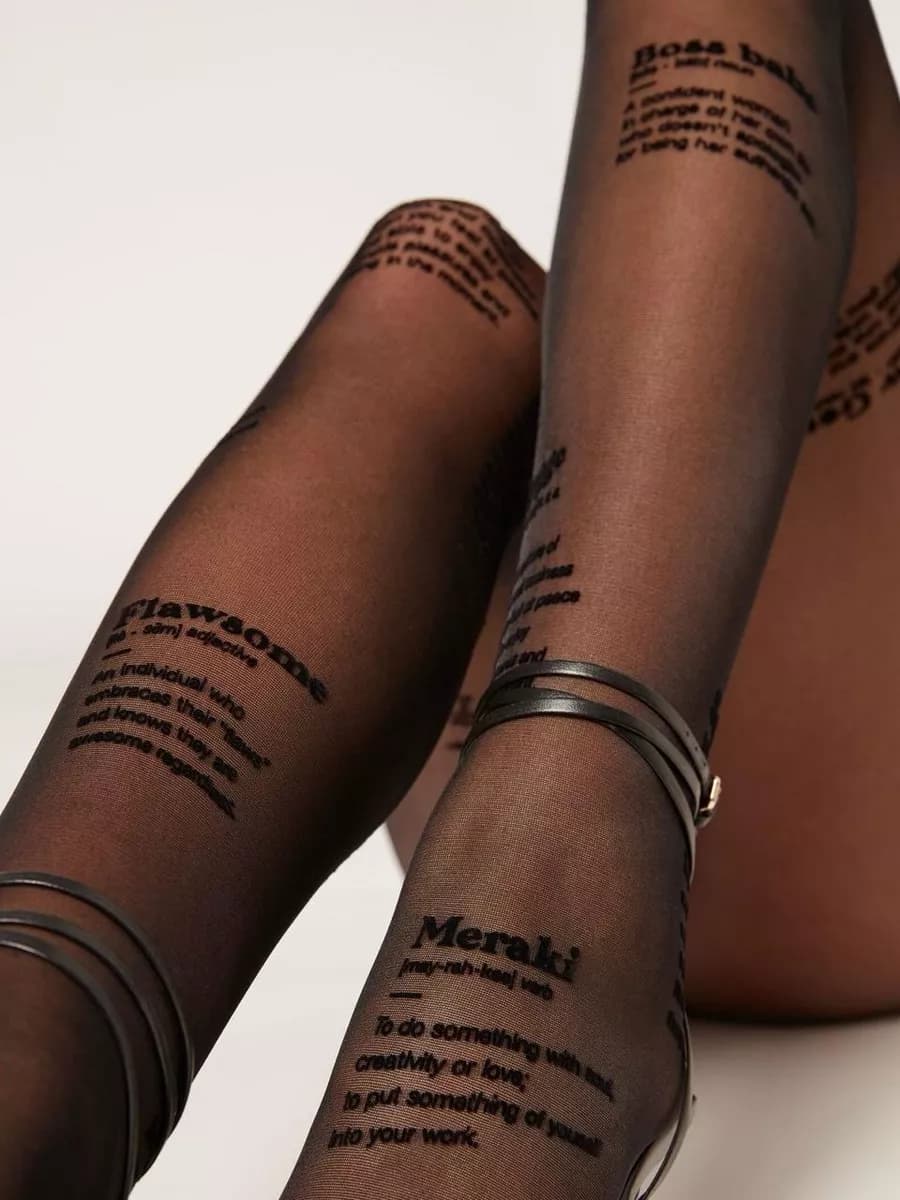 Колготки женские капроновые с рисунком тату