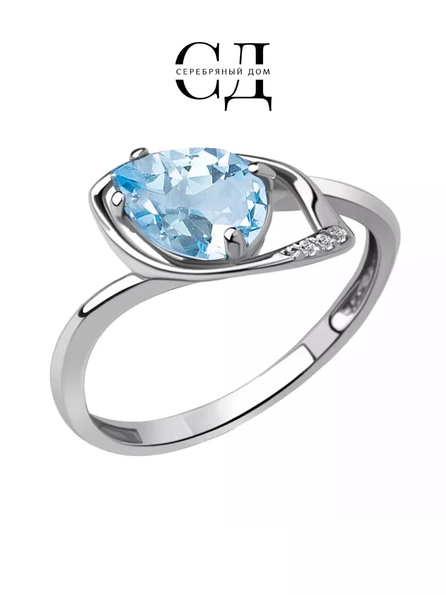 Кольцо серебро 925 с натуральным Топазом
