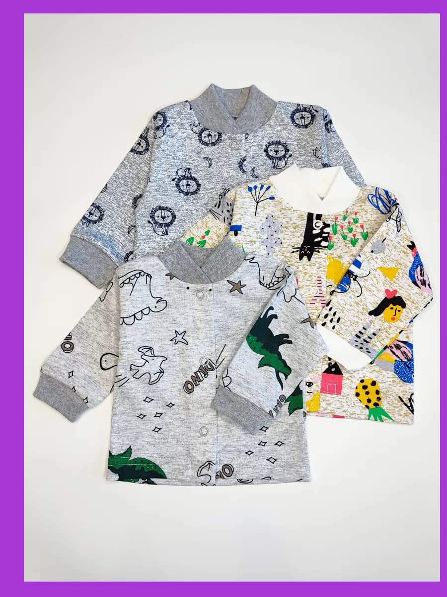 Кофточки для новорожденных на кнопках, 3 шт