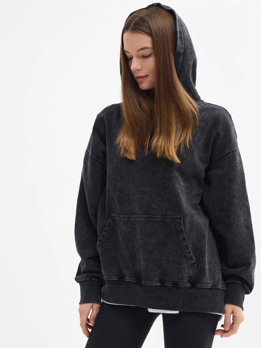 Худи варенка оверсайз с эффектом потертости