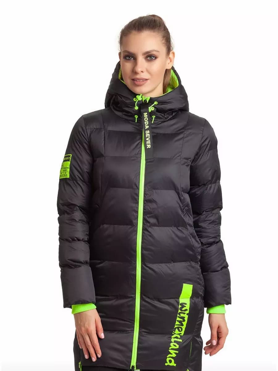 Куртка пуховик удлиненная зимняя с капюшоном