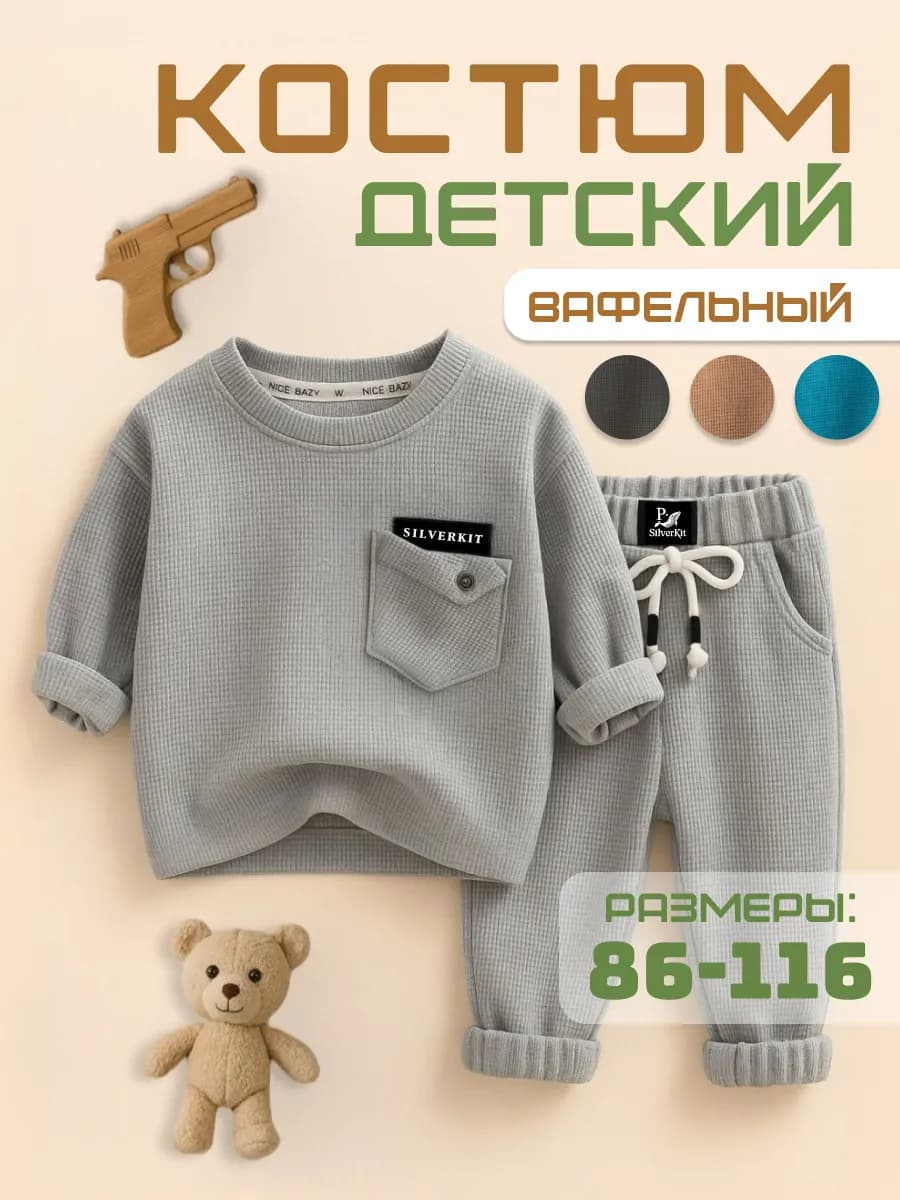 Вафельный легкий детский костюм для мальчика в садик