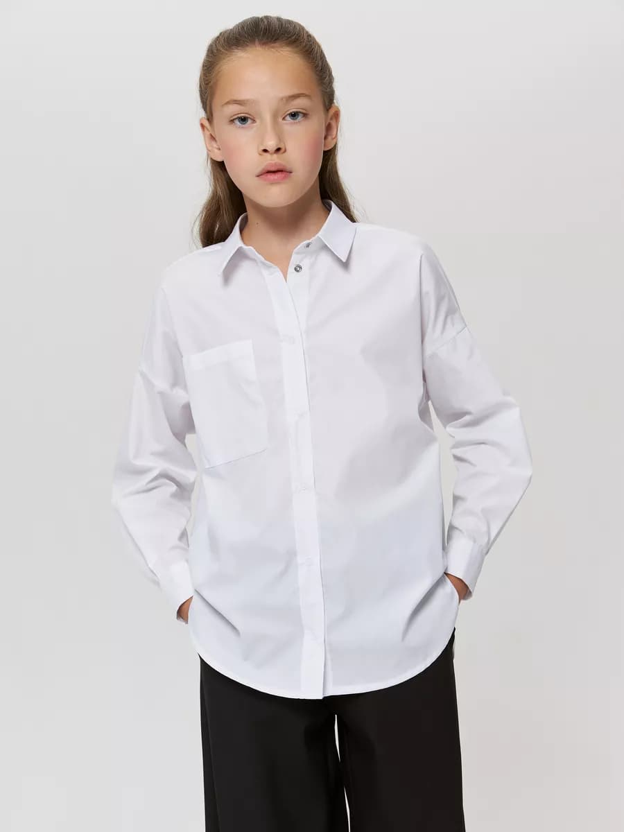 Рубашка белая базовая блузка на кнопках