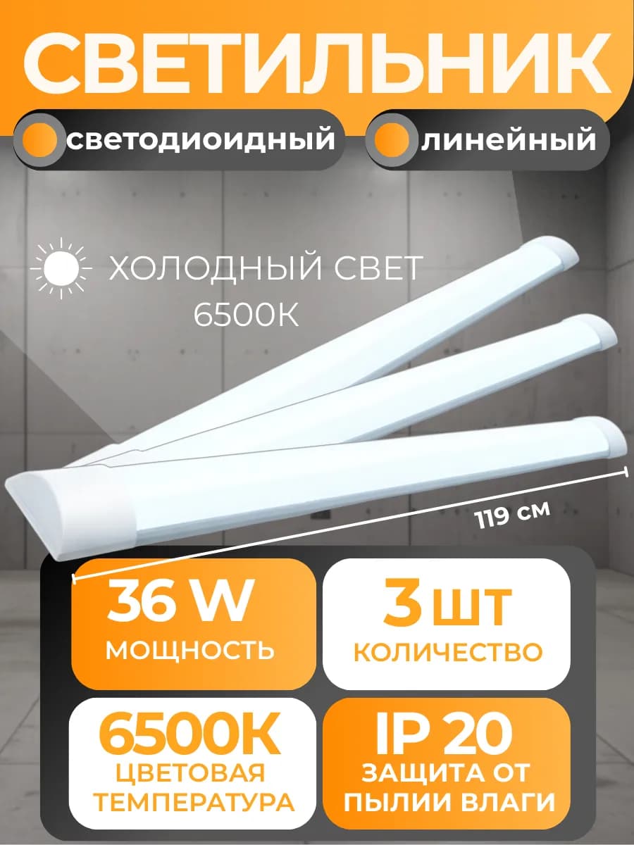 Светильник потолочный светодиодный набор 36Вт 3 шт