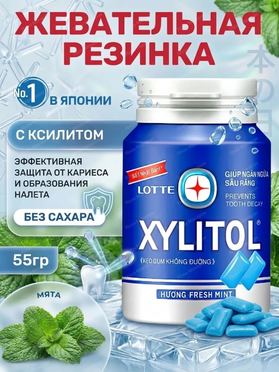 Жевательная резинка без сахара Xylitol Освежающая мята 55,1г