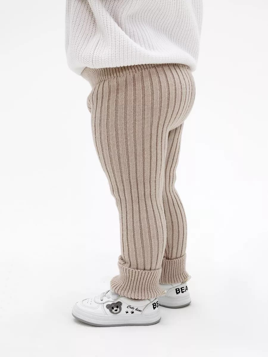 Леггинсы в рубчик теплые вязаные рейтузы зима