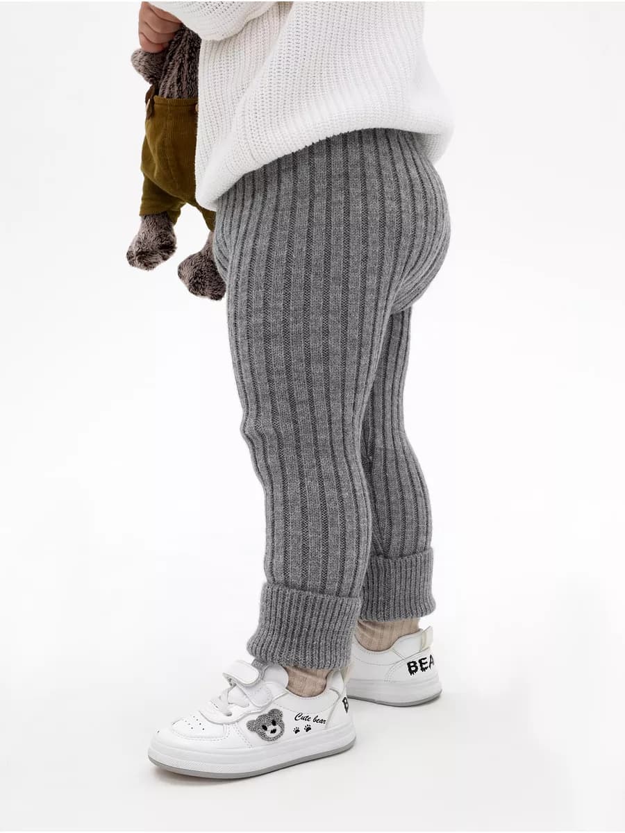 Леггинсы в рубчик теплые вязаные рейтузы зима