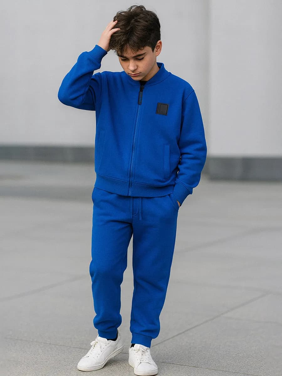 Синий спортивный костюм для мальчика в школу - фото 1