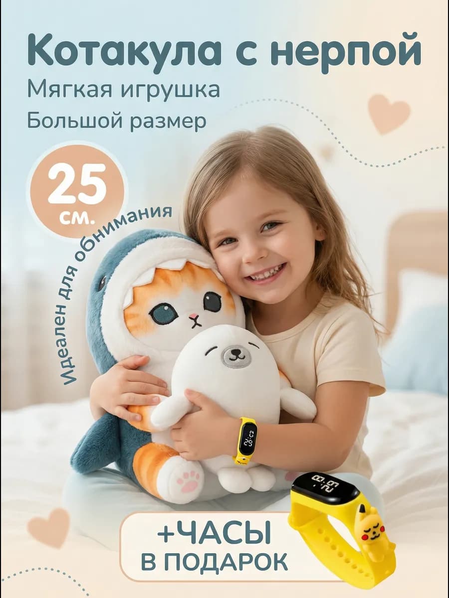 мягкая игрушка кот акула