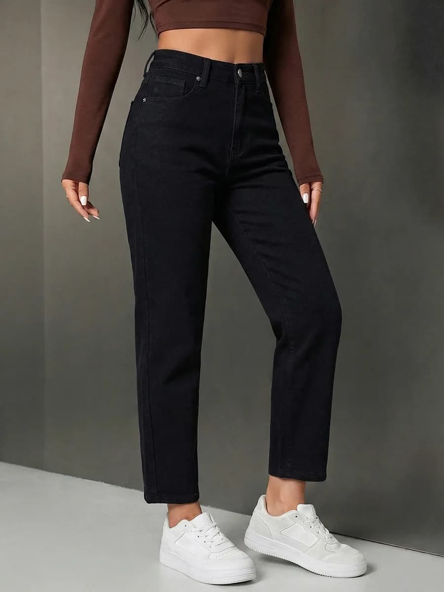 Джинсы бананы с высокой посадкой - фото 1