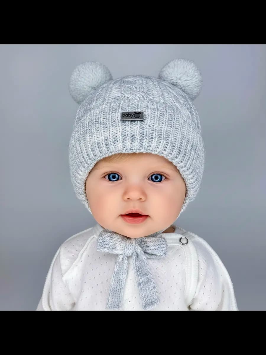 зимняя шапка для новорожденных - фото 1