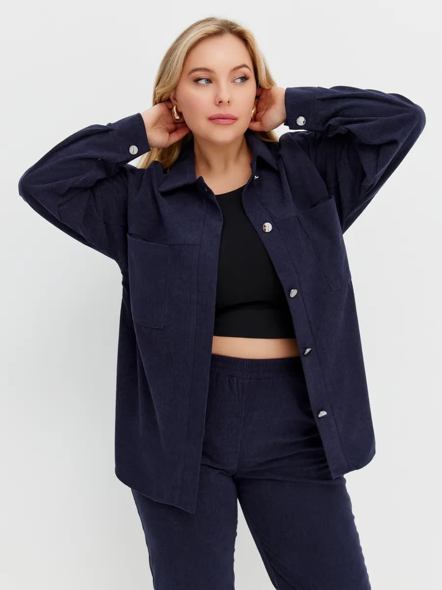 Костюм спортивный вельветовый двойка с рубашкой и джоггерами