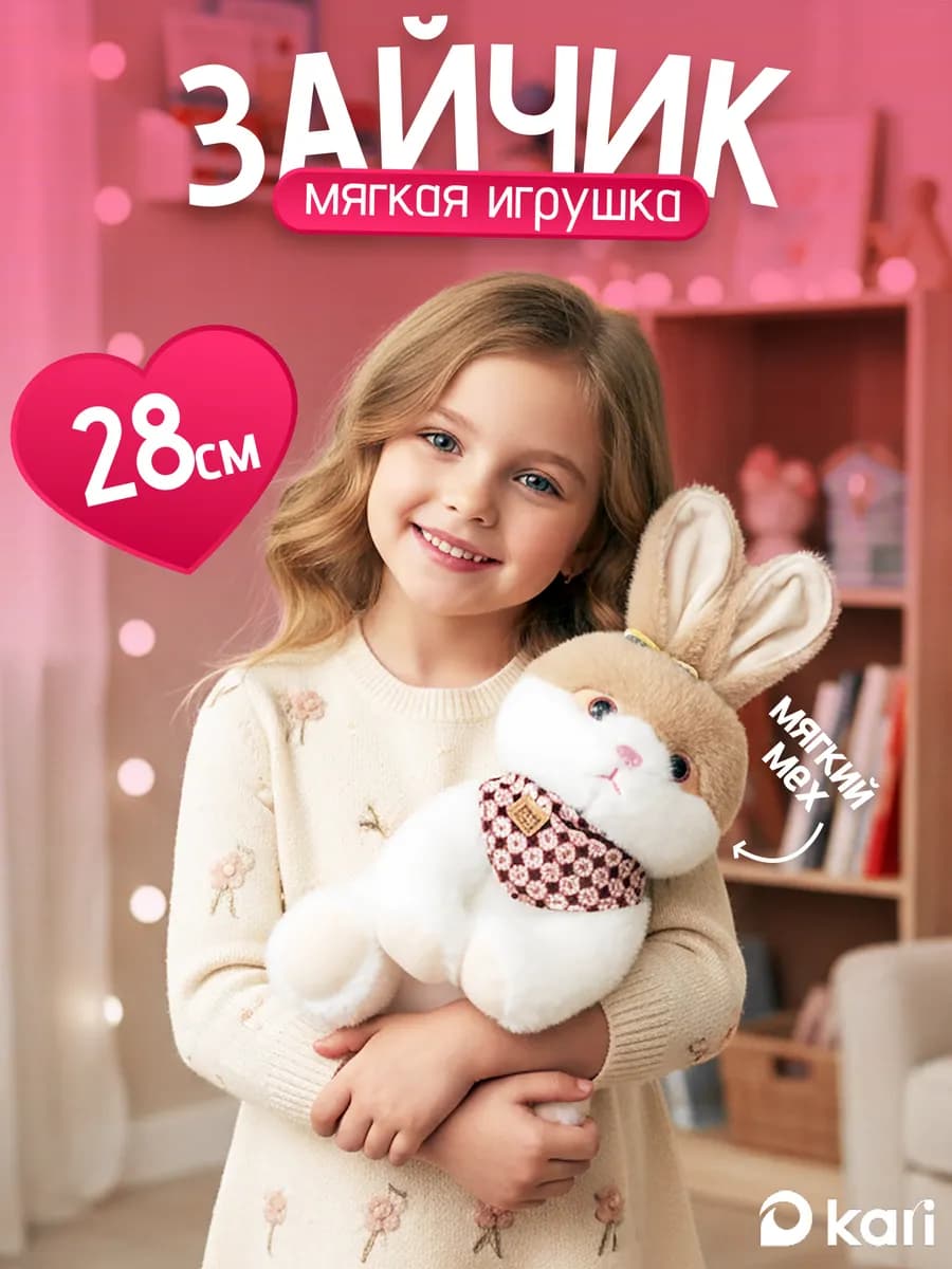мягкая игрушка для девочки зайчик 28 см
