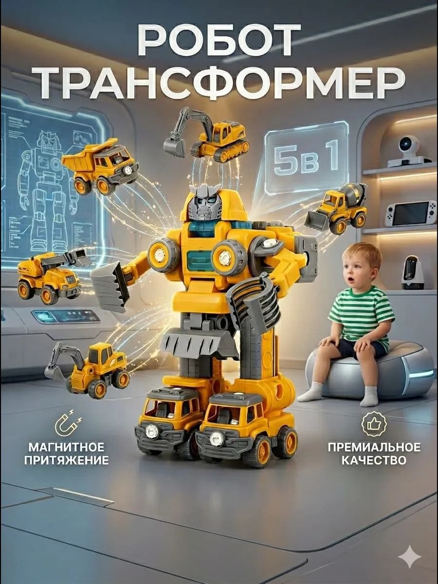 Робот трансформер конструктор разборный с машинками