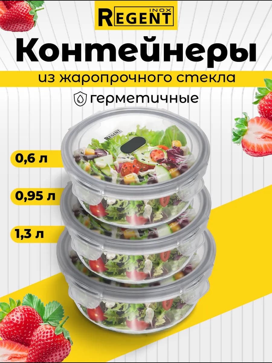 Контейнер для еды стеклянный с крышкой
