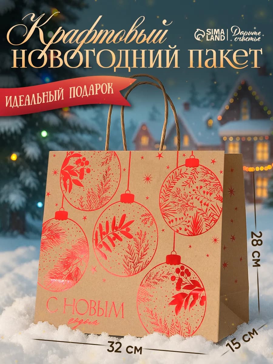 Новогодний подарочный пакет большой