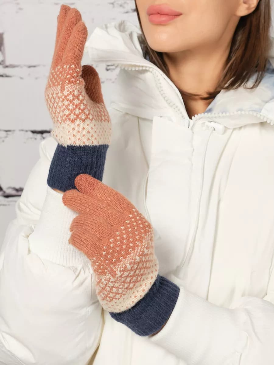 Перчатки с узором теплые сенсорные