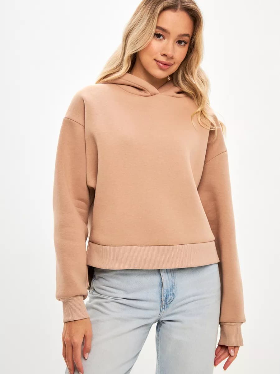 Худи укороченное кроп с начесом оверсайз