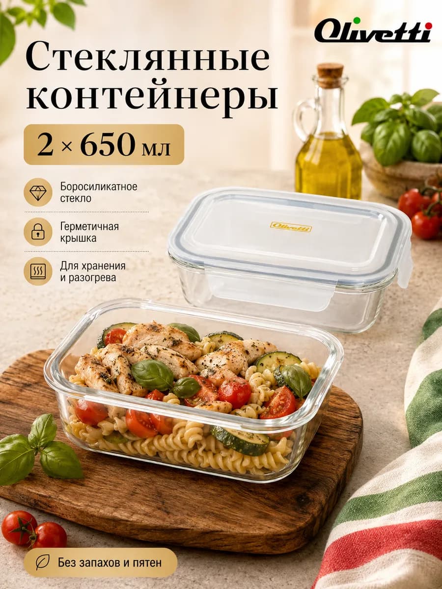 Набор стеклянных контейнеров для еды 2 шт