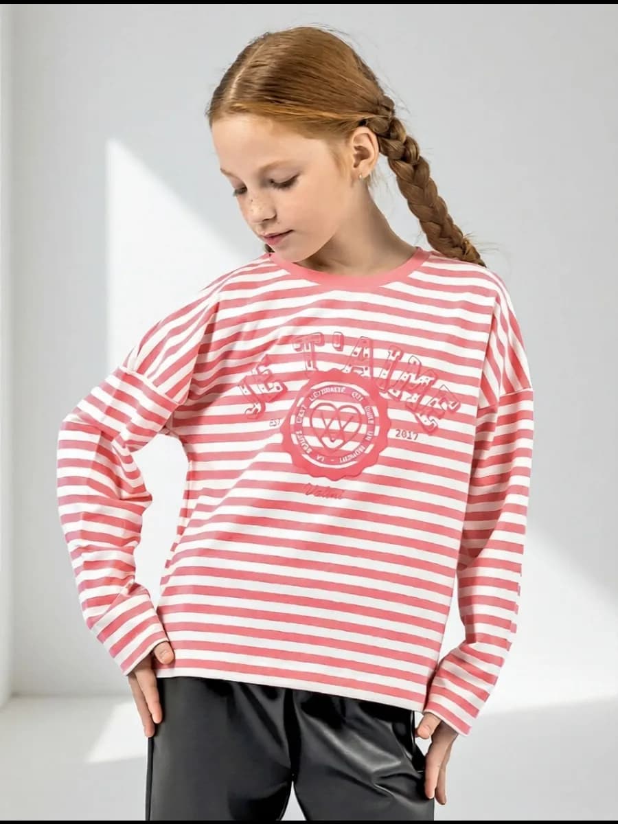 Лонгслив оверсайз тельняшка хлопок