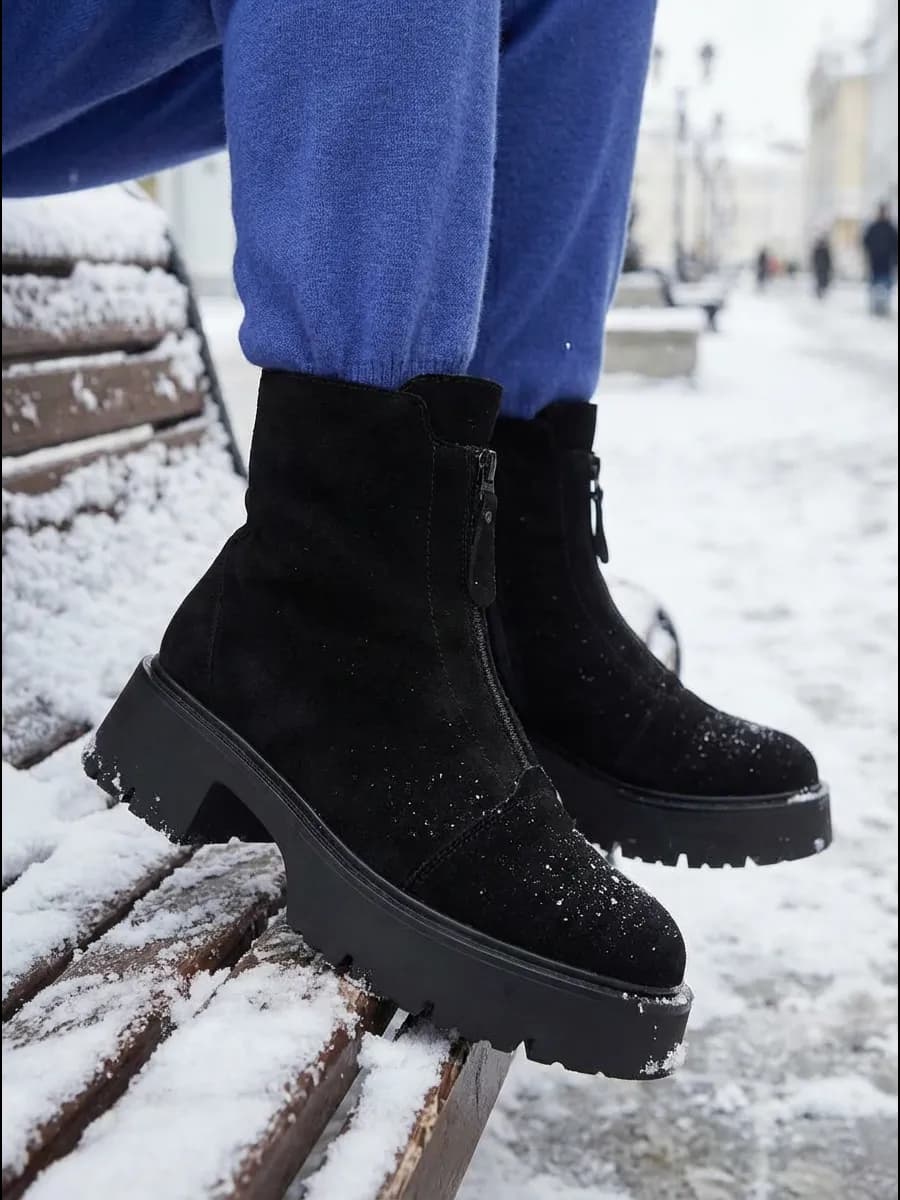 Ботинки зимние натуральная замша на платформе