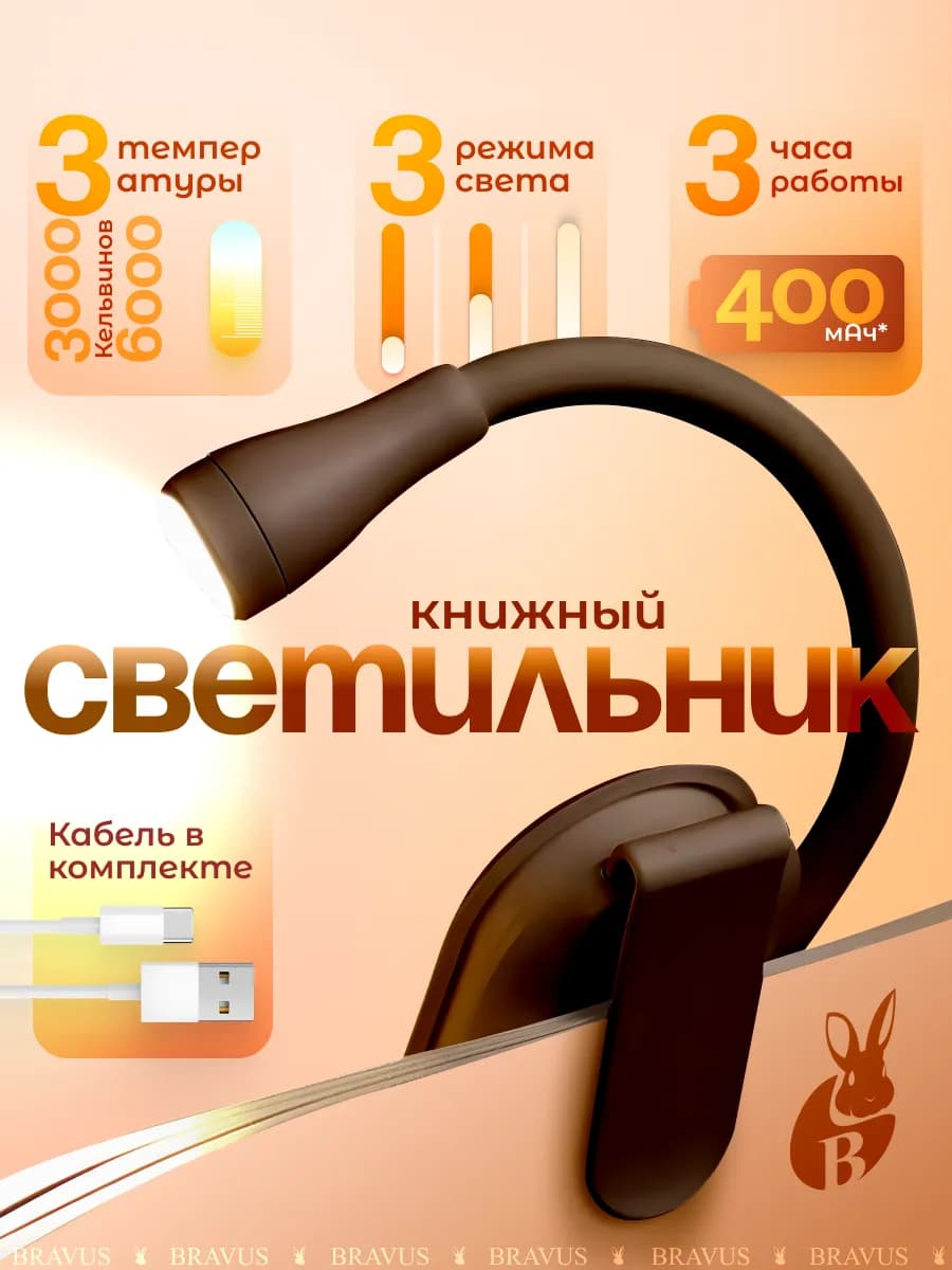 Лампа прищепка для чтения светильник ночной беспроводной - фото 1