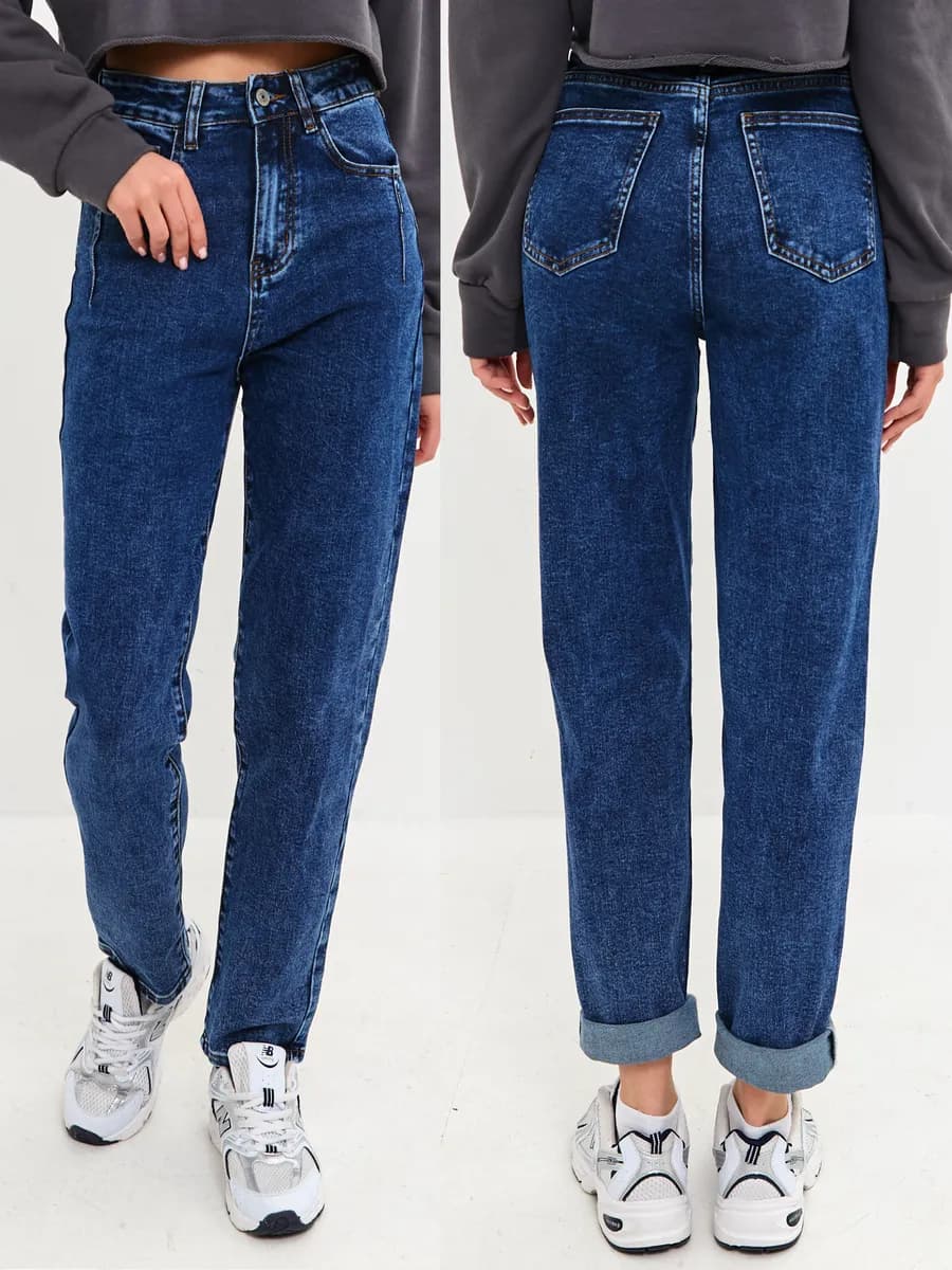 Джинсы широкие с высокой посадкой Mom