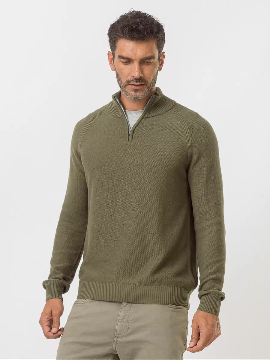 Джемпер на молнии легкий из хлопка, кофта с воротом