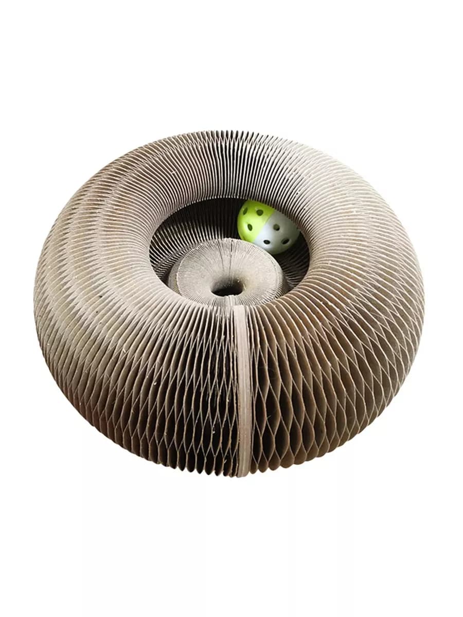 Игрушка-когтеточка для кошек с мячиком мятой картонная - фото 1