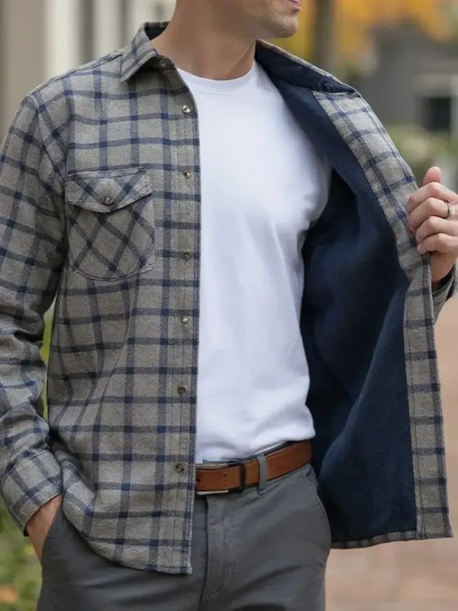 Рубашка мужская теплая в клетку