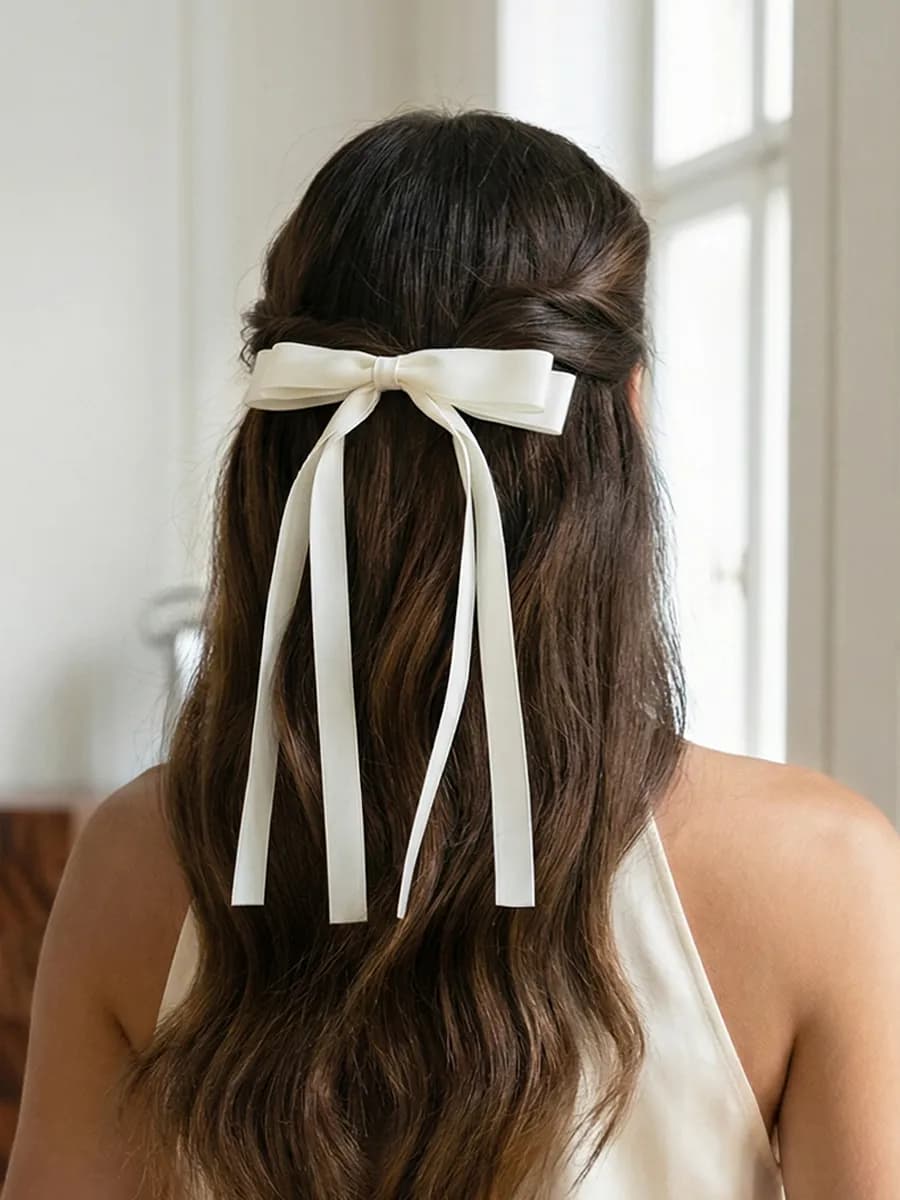 Бант для волос на заколке в школу