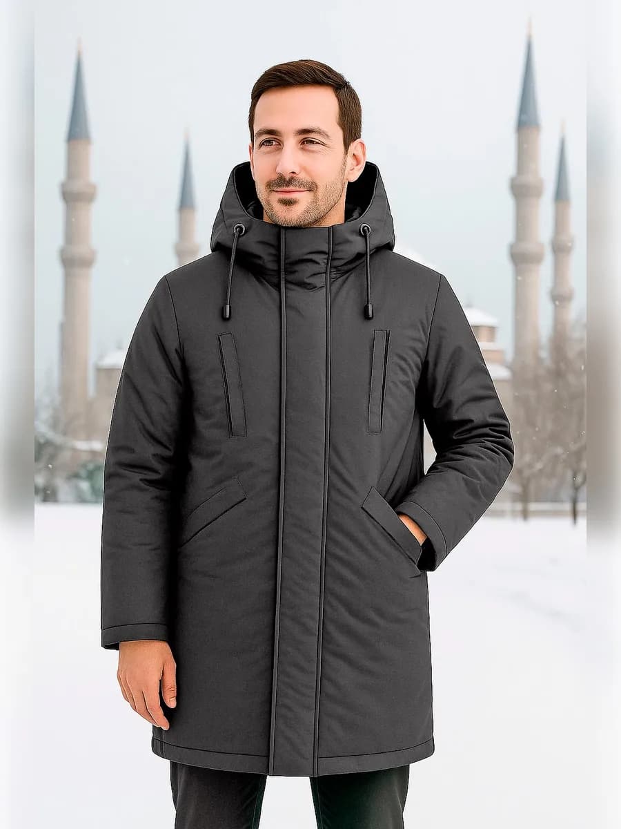 Куртка мужская зимняя с капюшоном удлиненная