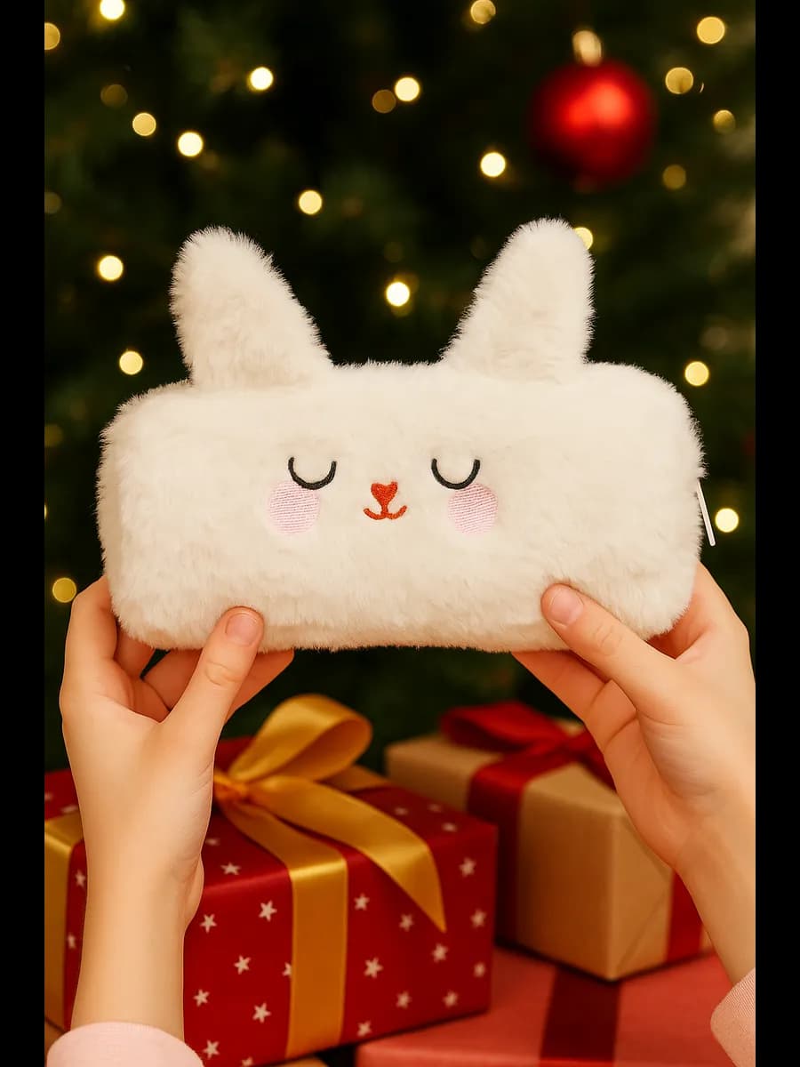 Пенал школьный пушистый для девочки