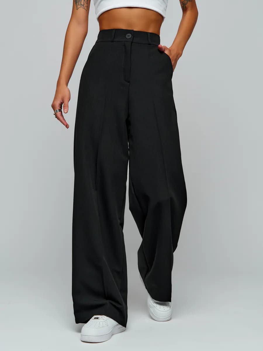 Школьные Брюки палаццо с высокой посадкой офисные