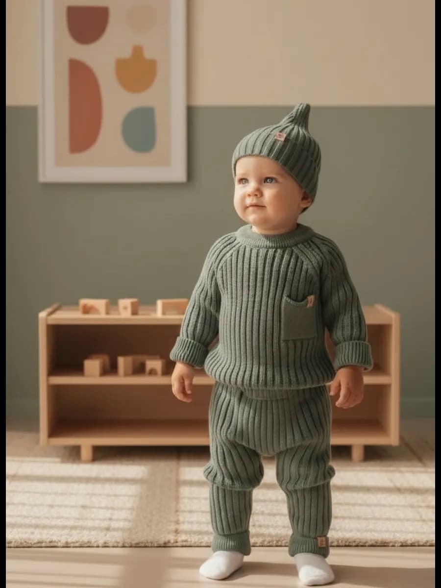 Вязаный костюм для малыша лапша