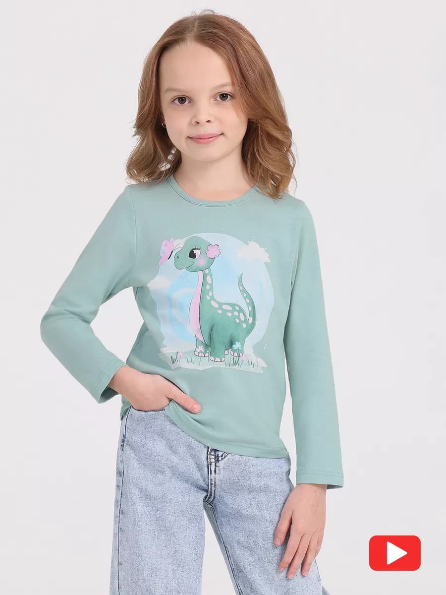 Лонгслив с принтом в садик хлопок 100%