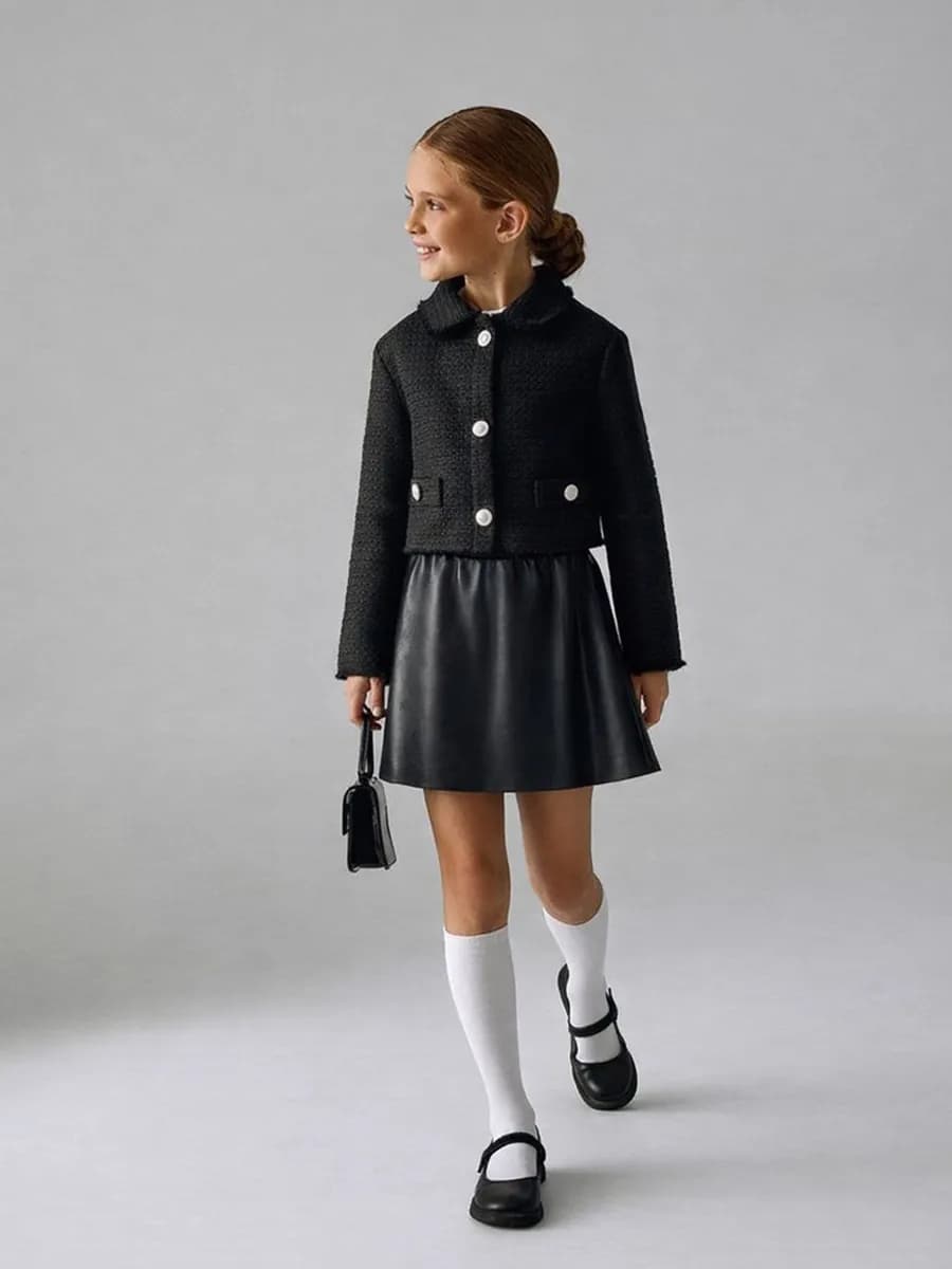 Юбка детская кожаная нарядная мини