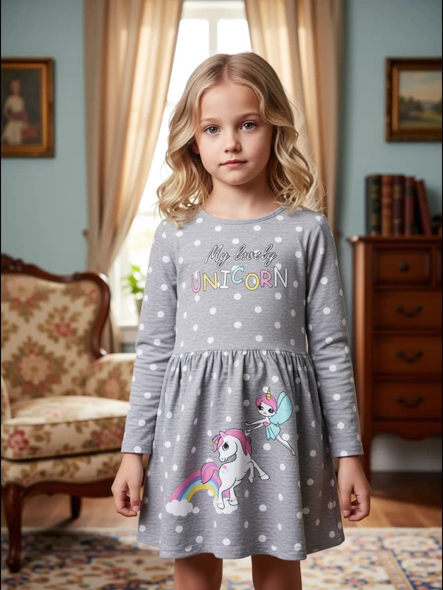 Платье с длинным рукавом в садик