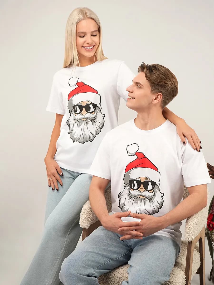 Футболка с принтом новогодняя хлопковая