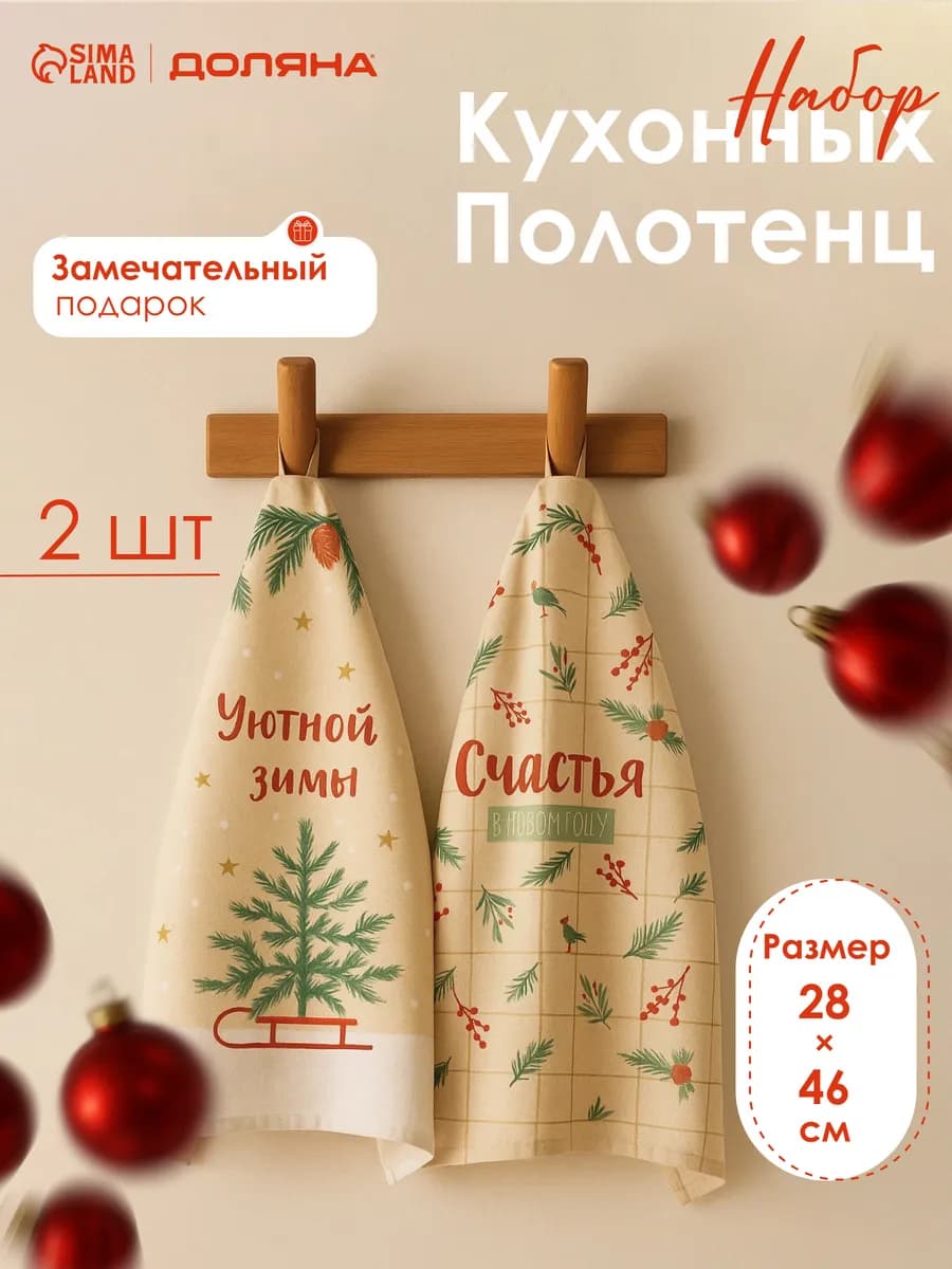 Полотенце кухонное вафельное набор 2 шт, 28х46 см