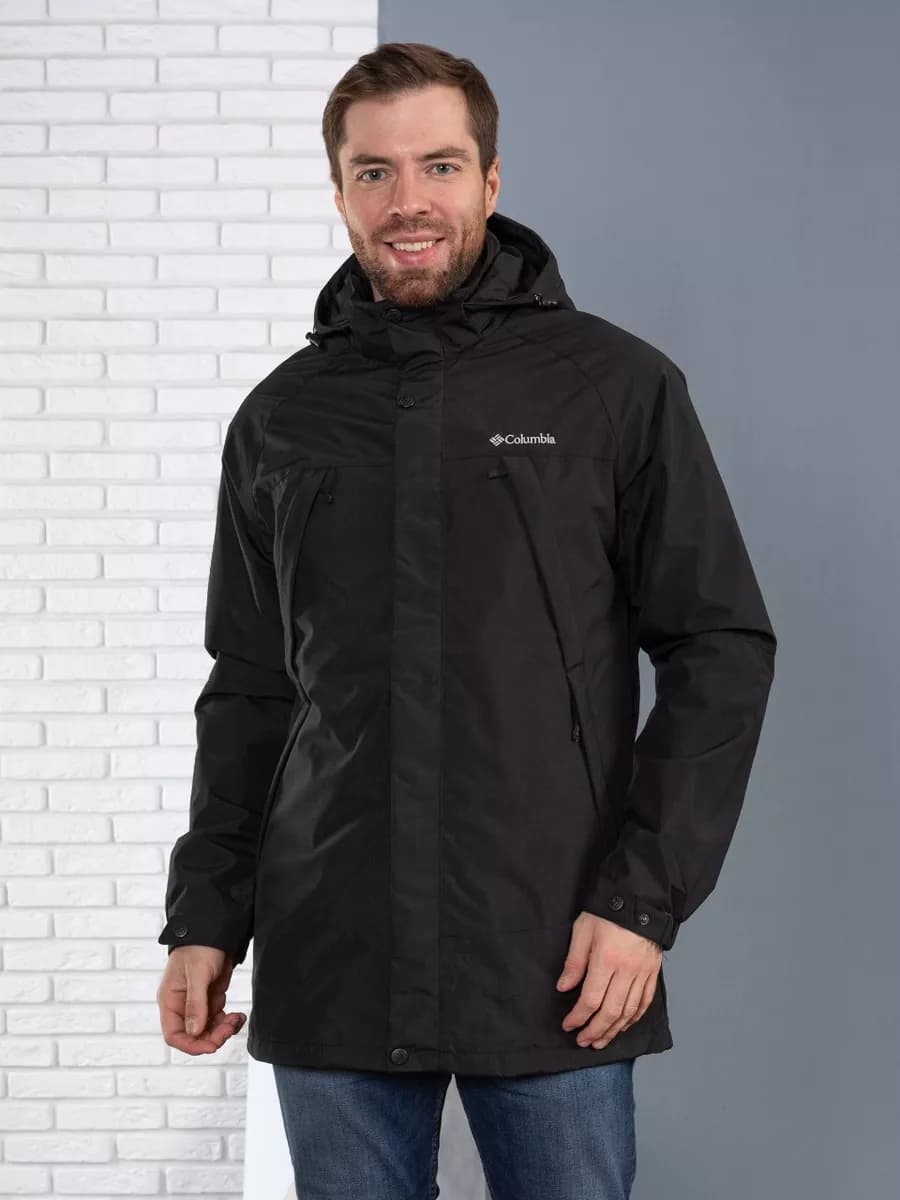 Куртка спортивная удлиненная с капюшоном демисезон - фото 1