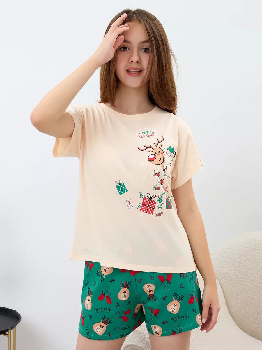 Пижама домашняя с шортами хлопок