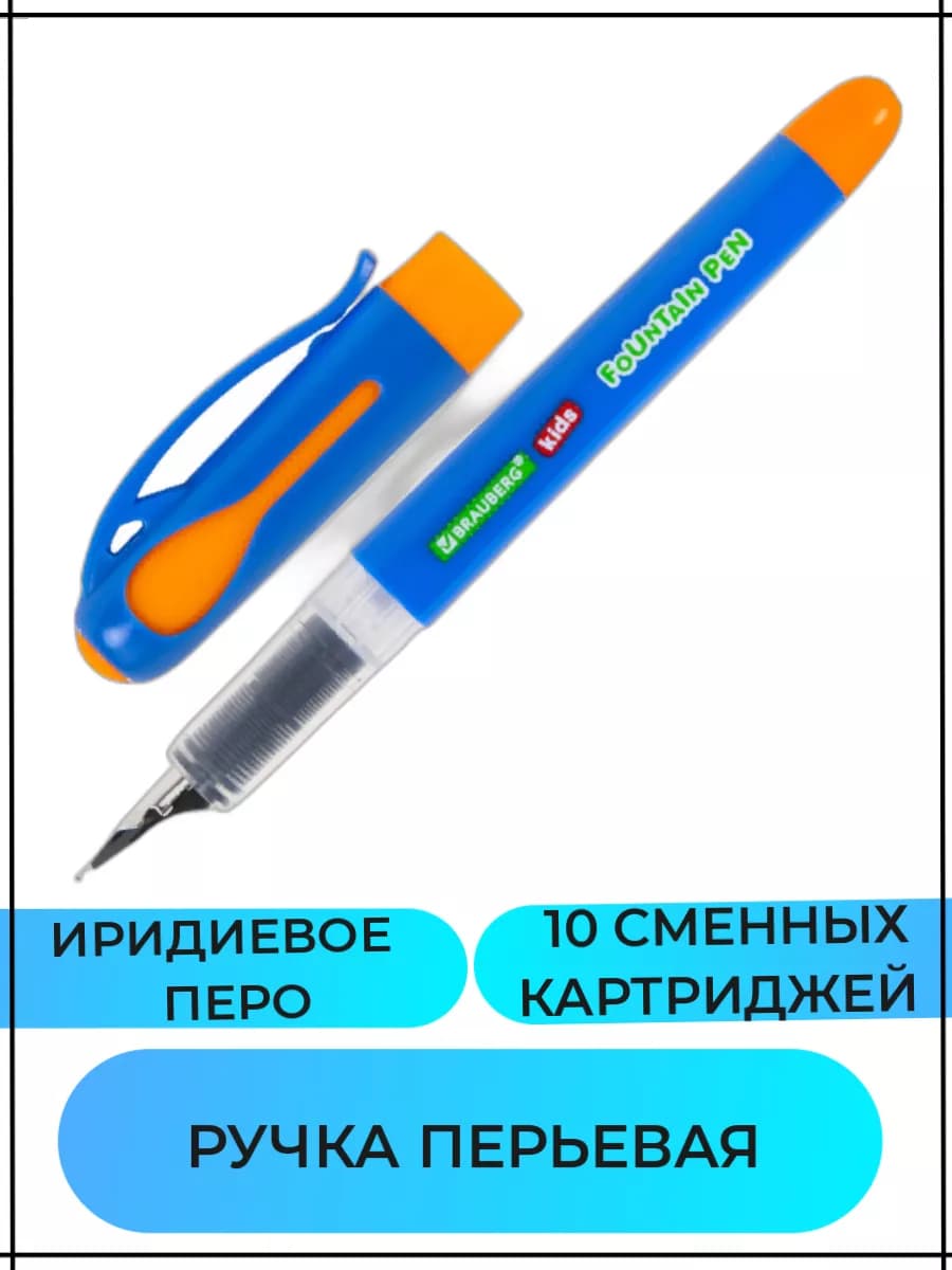 Ручка перьевая с 10 сменными картриджами