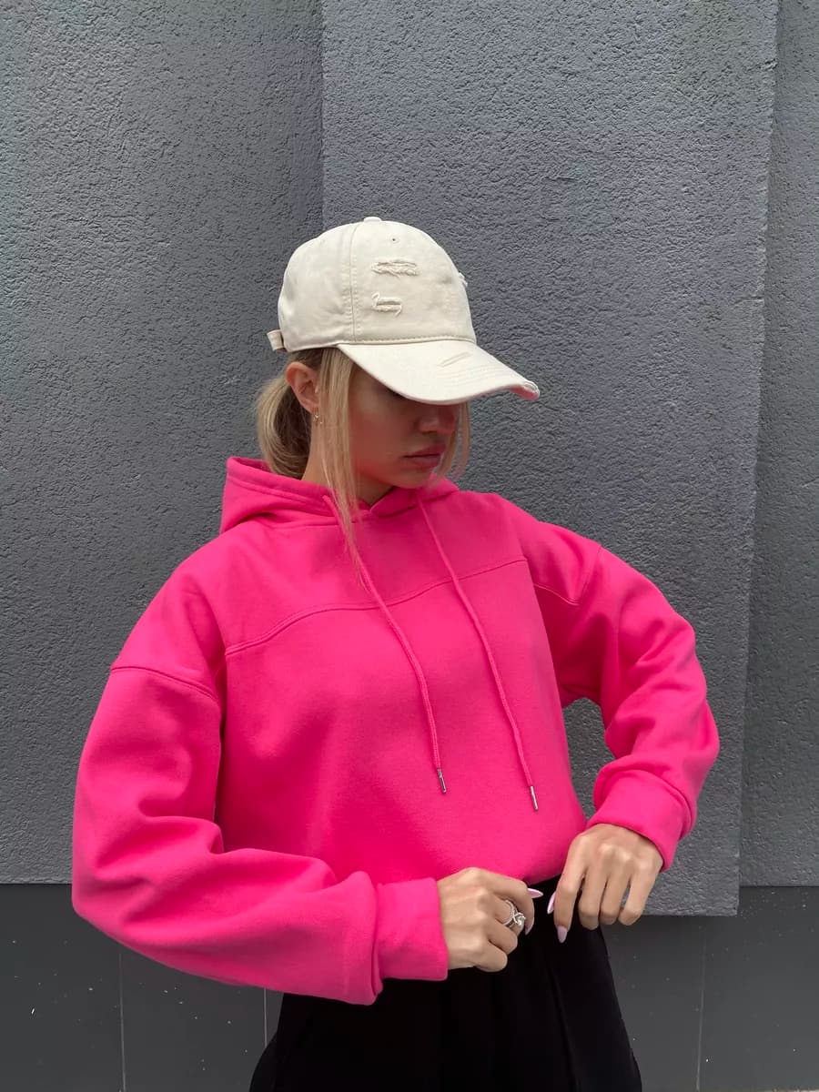 Худи утепленное оверсайз укороченное с капюшоном