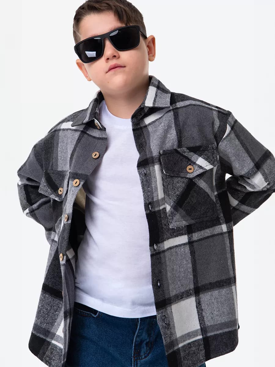 Рубашка в клетку детская фланелевая теплая
