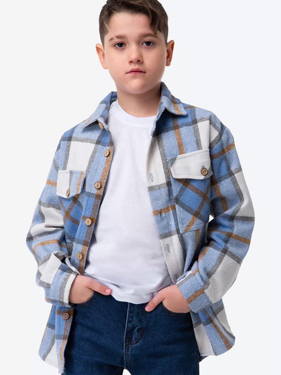 Рубашка в клетку детская фланелевая теплая