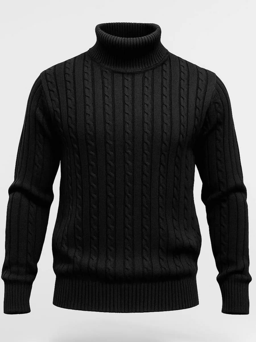 Свитер с горлом теплый вязаный